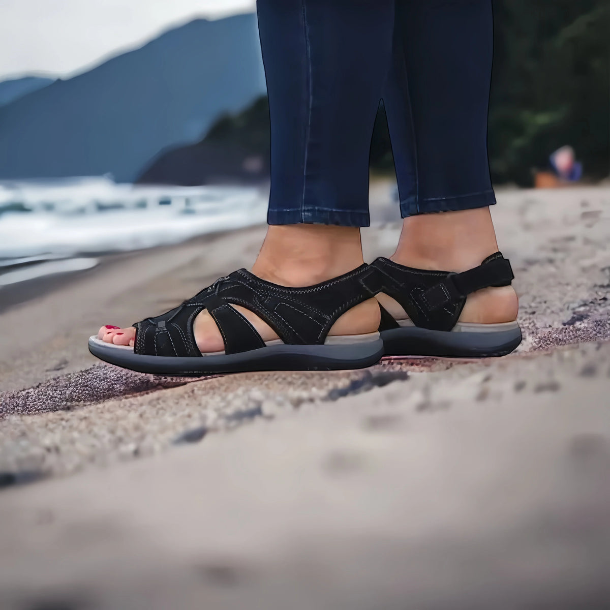 Ortopediske sandaler for smertefri gange — Svart, bilde 5